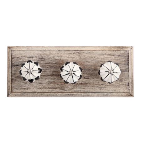 Black Leaf Melon Ceramic Wooden Hooks